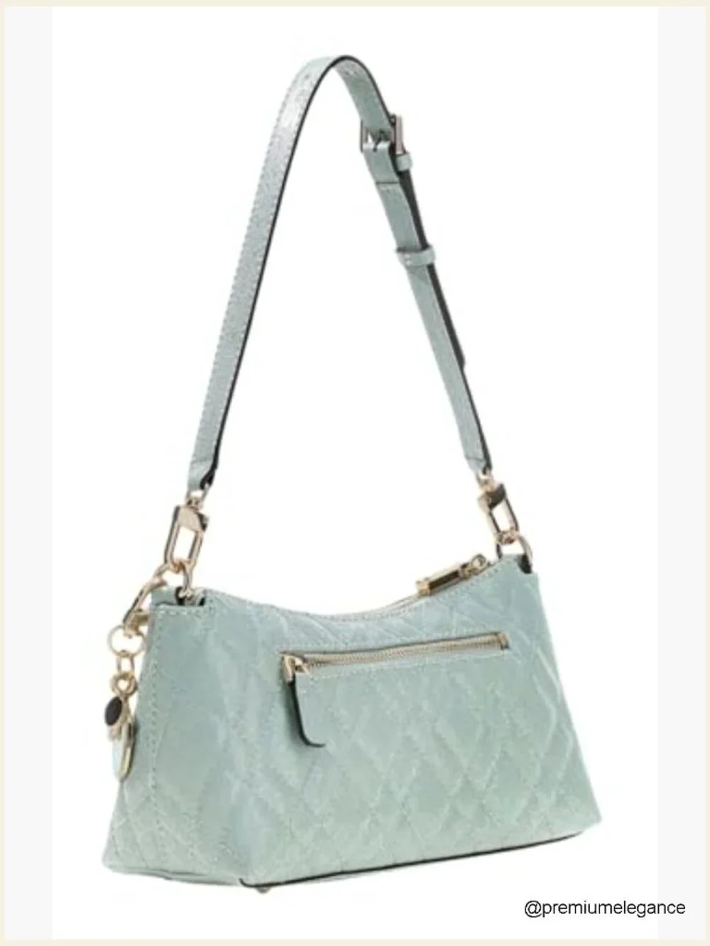 Shoulder Bag with Zip Pockets and Removable Charm - Satchel Style